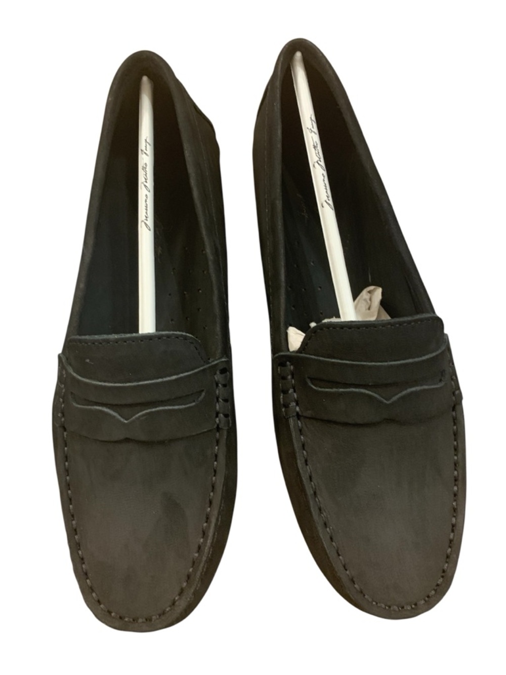 Massimo Matteo Penny Keeper Loafer,  Black Suede Nubuck 6.5 M